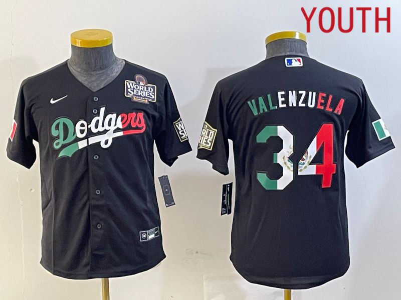 Youth Los Angeles Dodgers 34 Valenzuela Black Game 2024 Nike MLB Jersey style 1029